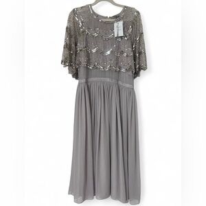 NEW ASOS Design Scallop Hem Embellished Midi Dress Sz 14